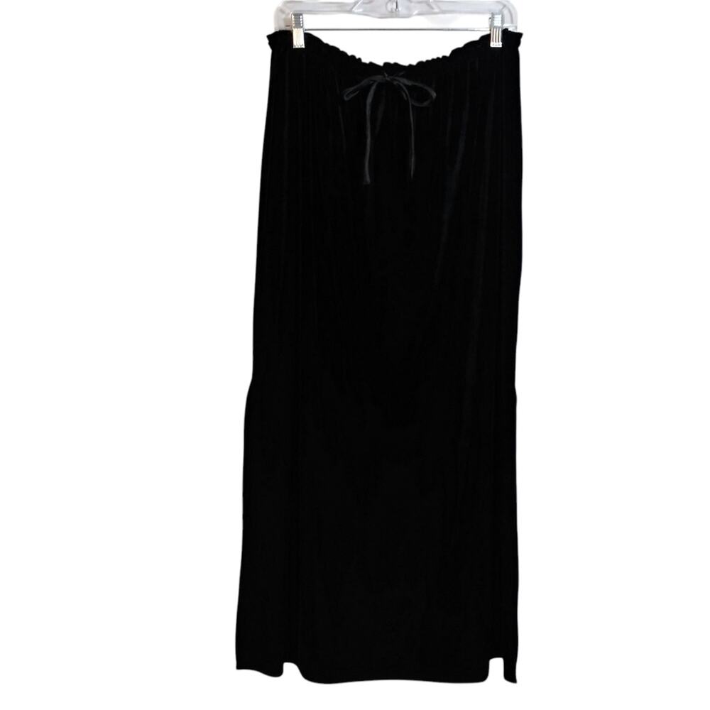Worthington Elegant Black Velvet Velor Women's Midi Skirt Dark Romantic Size 1X